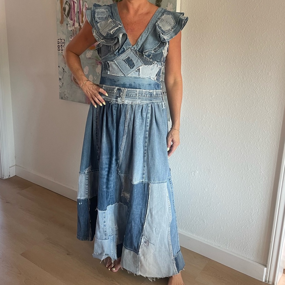 One of a Kind- Patchwork Denim Dress